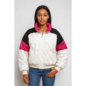 Vintage 80s Robern Reversible Ski Jacket Women Medium Down Puffer Retro Snow